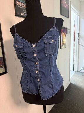 Classic Blue Denim Button-Front Cami